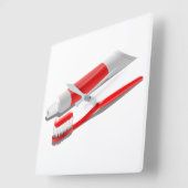 Tandenborstel en tandpasta vierkante klok (Hoek)