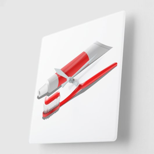 Tandenborstel en tandpasta vierkante klok (Hoek)