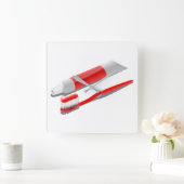 Tandenborstel en tandpasta vierkante klok (Huis)