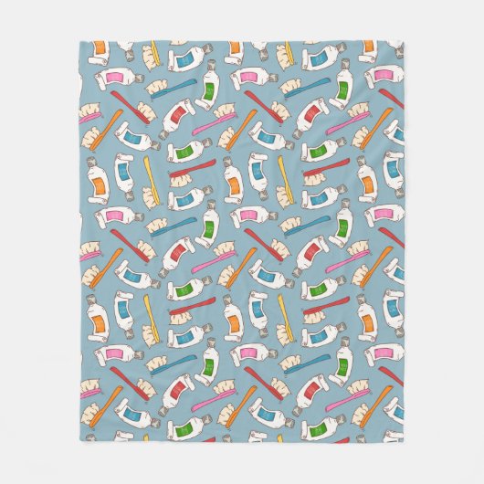 Tandenborstel- en tandpasteatpatroon fleece deken (Voorkant)