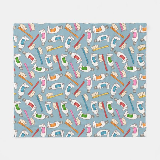 Tandenborstel- en tandpasteatpatroon fleece deken (Voorkant (Horizontaal))