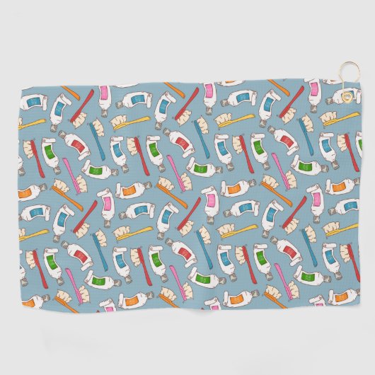 Tandenborstel- en tandpasteatpatroon golfhanddoek (Horizontaal)