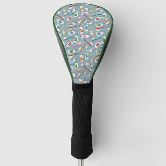 Tandenborstel- en tandpasteatpatroon golfheadcover (Voorkant)