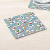 Tandenborstel- en tandpasteatpatroon kartonnen onderzetters (Schuin)