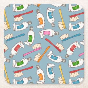 Tandenborstel- en tandpasteatpatroon kartonnen onderzetters