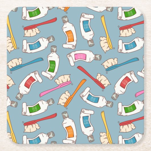 Tandenborstel- en tandpasteatpatroon kartonnen onderzetters (Voorkant)