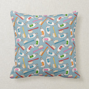 Tandenborstel- en tandpasteatpatroon kussen