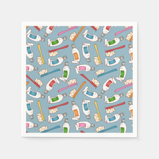 Tandenborstel- en tandpasteatpatroon servet (Voorkant)