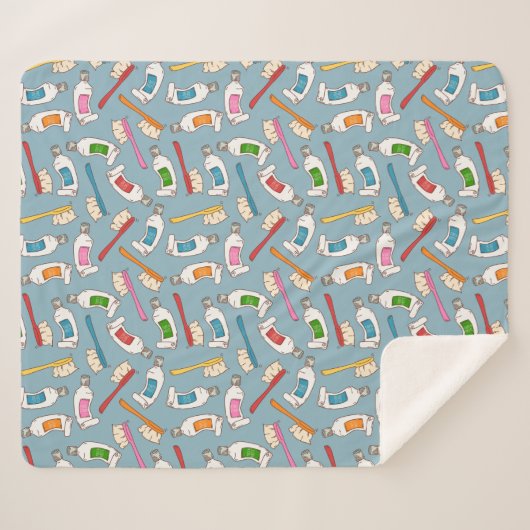 Tandenborstel- en tandpasteatpatroon sherpa deken (Voorkant (horizontaal))