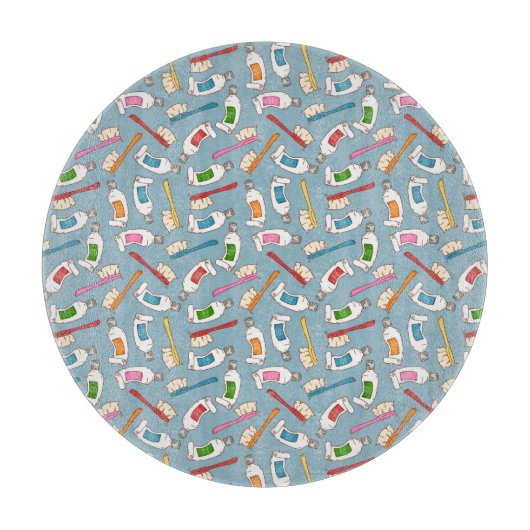 Tandenborstel- en tandpasteatpatroon snijplank (Voorkant)