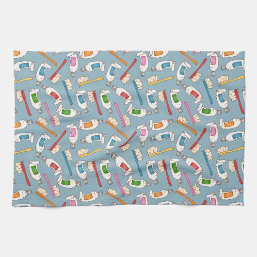 Tandenborstel- en tandpasteatpatroon theedoek (Horizontaal)