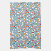 Tandenborstel- en tandpasteatpatroon theedoek (Verticaal)