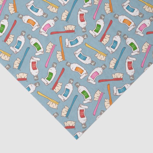 Tandenborstel- en tandpasteatpatroon tissuepapier (Detail)