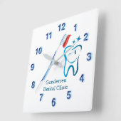 Tandenborstel 🦷 Stijlvol blauw Dental Fun Vierkante Klok (Hoek)