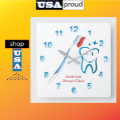 Tandenborstel 🦷 Stijlvol blauw Vierkante Klok