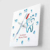 Tandenborstel 🦷 Stijlvol blauw Vierkante Klok (Hoek)