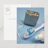 Tandenborstel, tandpasta en floss. briefkaart (Voorkant / Achterkant)