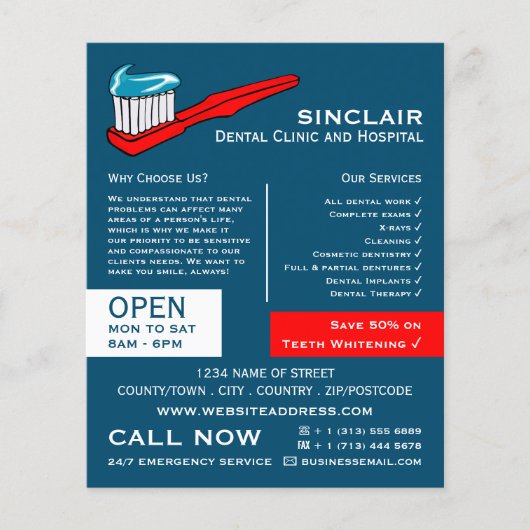 Tandenborstel & Tandpasta, Tandheelkunde, Tandarts Flyer (Voorkant)