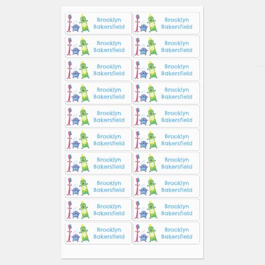 Tandenborstel tandpasta tandzijde gepersonaliseerd labels (Vel)