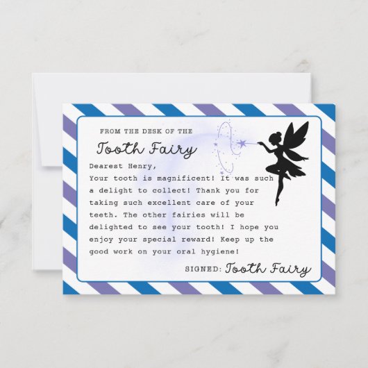 Tandenfee Custom Note Printable Kaart (Voorkant)