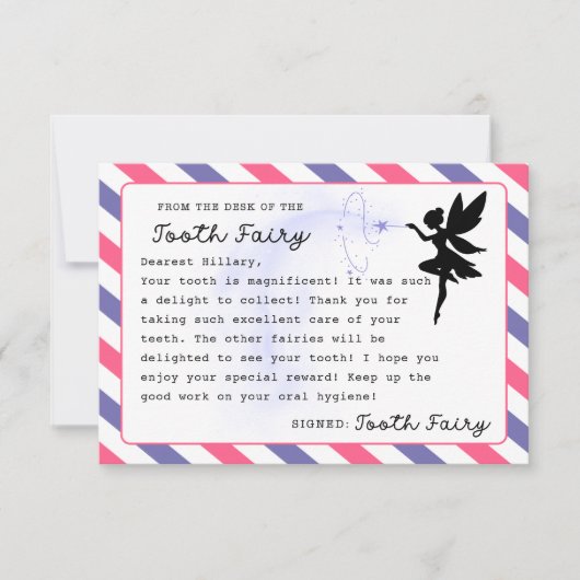 Tandenfee Custom Note Printable Kaart (Voorkant)