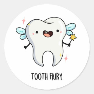 Tandenfee Funny Tooth Pun Ronde Sticker