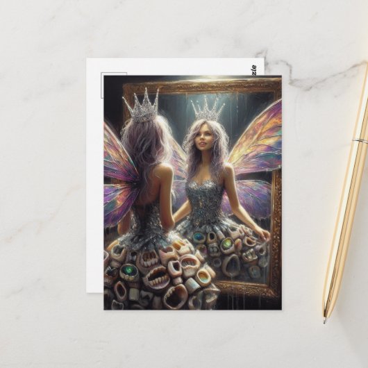 Tandenfee in haar gebitsjurk briefkaart (Voorkant / Achterkant in situ)