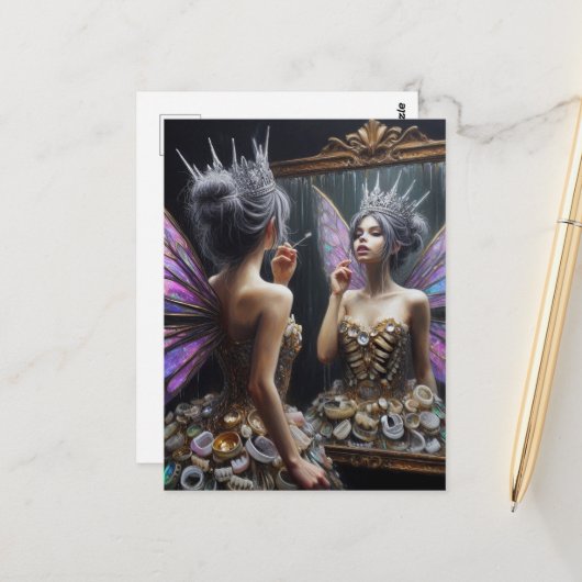 Tandenfee in haar jurk van tanden briefkaart (Voorkant / Achterkant in situ)