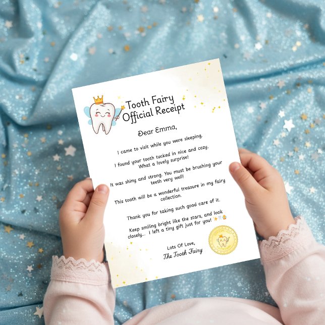 Tandenfee Ontvangst Certificaat Brief voor Kindere (Tooth Fairy Receipt Certificate Letter for Kids)