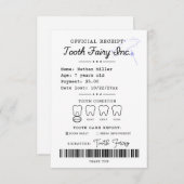 Tandenfee-ontvangstbewijs afdrukbaar kaart (Voorkant / Achterkant)