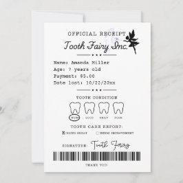Tandenfee-ontvangstbewijs afdrukbaar kaart