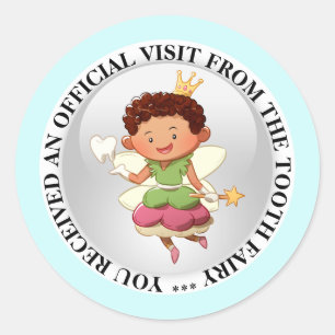 Tandenfee prins met tand-mantel ronde sticker