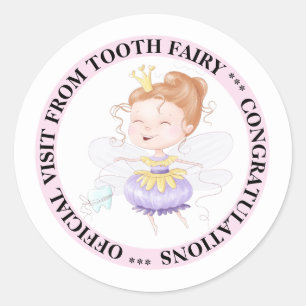 Tandenfee prinses officieel bezoek schattig kinder ronde sticker