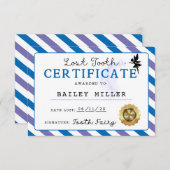 Tandenfee Verloren Tand Certificaat Afdrukbaar Kaart (Voorkant / Achterkant)