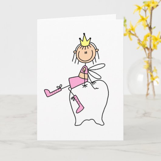 Tandenfee zit op een Kaart (Gele Bloem)