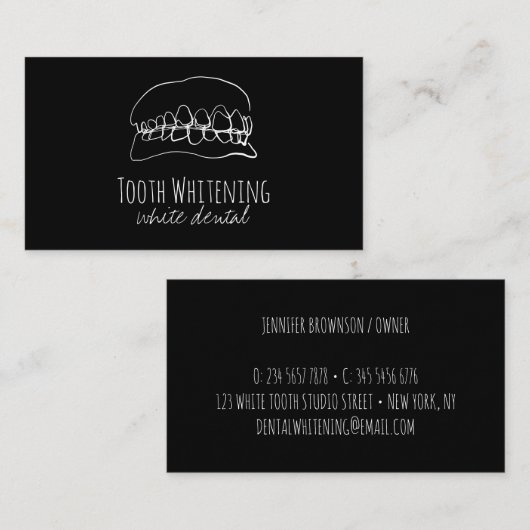 Tandenwittekening tandheelkundige tekening visitekaartje (Voorkant / Achterkant)