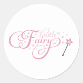 Tandfee roze ronde sticker