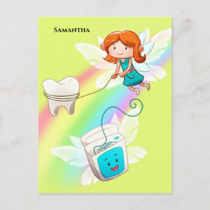 Tandfee vlokken doe-het-zelf naam regenboog tandar briefkaart