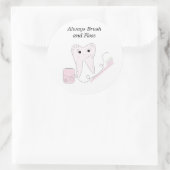 Tandflos en Tandontwerp Ronde Sticker (Tas)