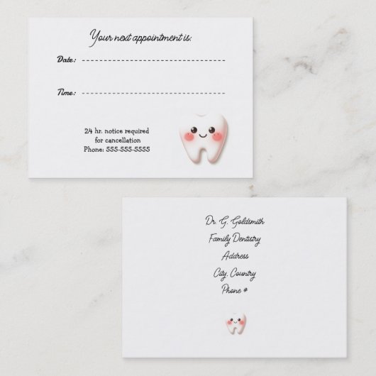 Tandheelkunde Afspraak Kantoor Kaart Afsprakenkaartje (Voorkant / Achterkant)