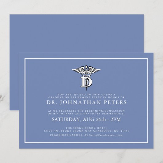 Tandheelkunde Beroep Afstuderen|Pensioen Uitnodige Kaart (Voorkant / Achterkant)