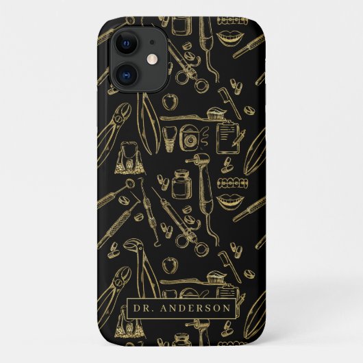 Tandheelkunde Kunst Gouden Patroon Monogram Case-Mate iPhone Case (Achterkant)