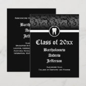 Tandheelkunde op de zwarte en witte Afstuderen Kaart (Voorkant / Achterkant)