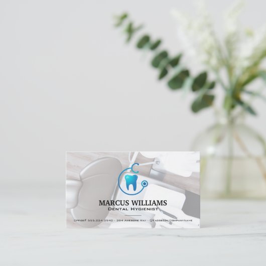 tandheelkunde | Tand en stethoscoop Visitekaartje (Staand voorkant)