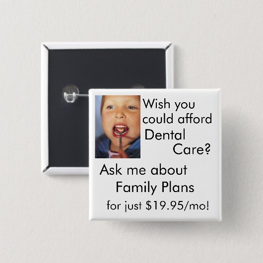 tandheelkunde vierkante button 5,1 cm (Voorkant /achterkant)