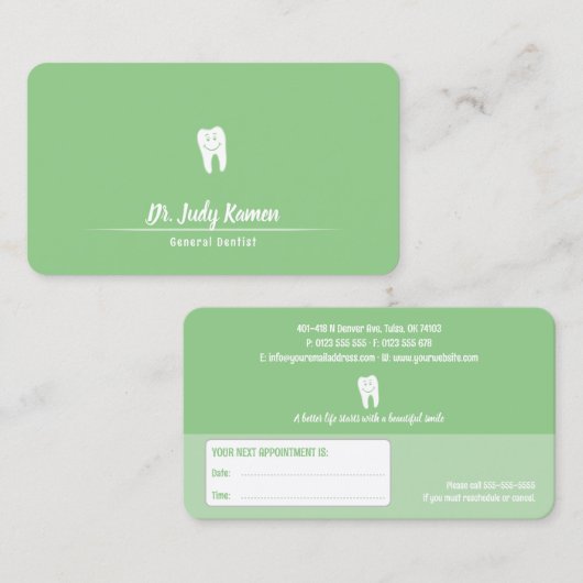 tandheelkundig | Dentist Afsprakenkaartje (Voorkant / Achterkant)