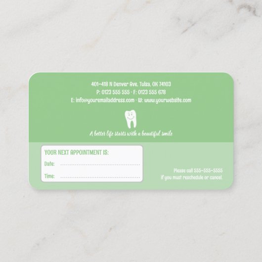 tandheelkundig | Dentist Afsprakenkaartje (Achterkant)