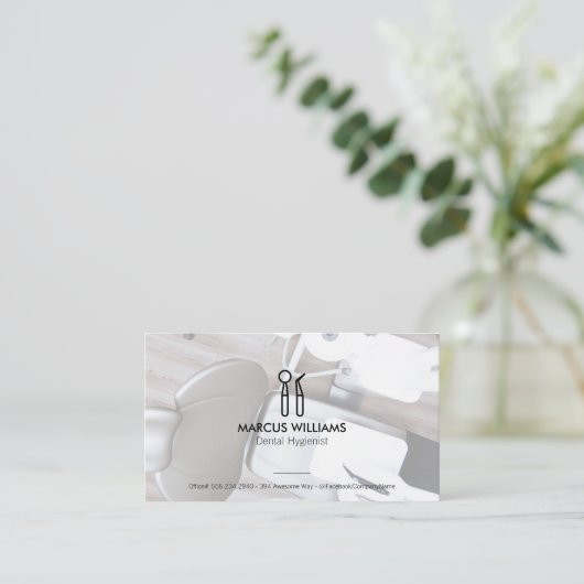 Tandheelkundig gereedschap | Tandarts Kantoor Visitekaartje (Staand voorkant)