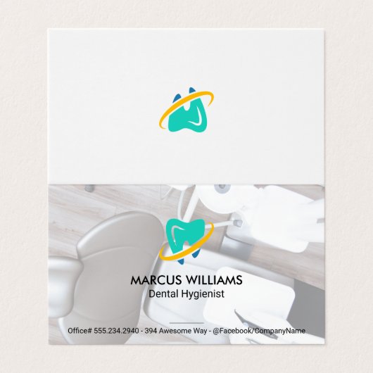 Tandheelkundig gereedschap | Tandarts Kantoor Visitekaartje (Buitenkant ongevouwen)