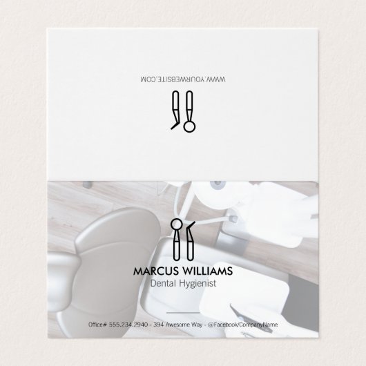 Tandheelkundig gereedschap | Tandarts Kantoor Visitekaartje (Buitenkant ongevouwen)